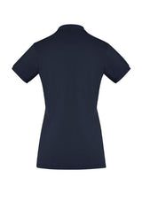 Navy Ladies City Polo, Size 20, featuring breathable stretch fabric, unique collar, and sun protection for versatile style.