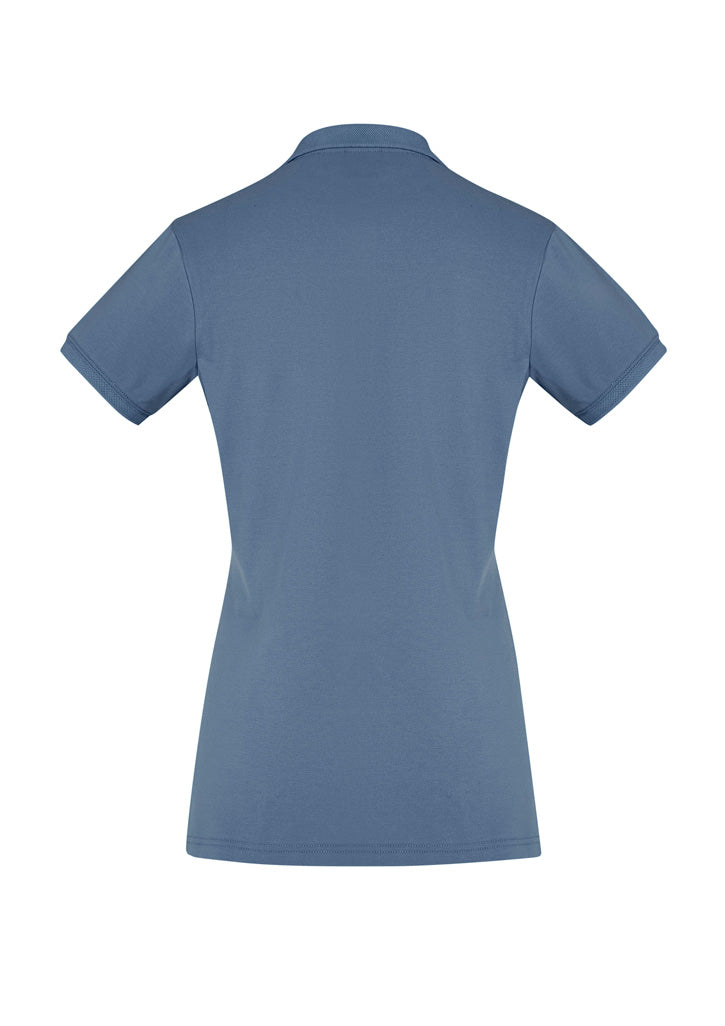 Grey smoke Ladies City Polo from Biz Collection, featuring waffle knit collar, UPF 50+ protection, and flattering fit for versatile wear.