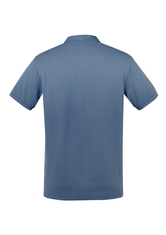 Men's City Polo in Grey Smoke, Size L, featuring breathable cotton blend, waffle knit collar, and UPF 50+ sun protection.