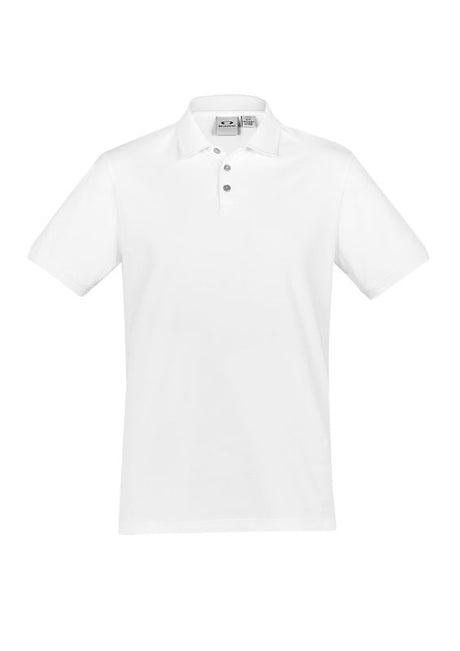 Men's City Polo in White, Size S, featuring waffle knit collar, breathable fabric, UPF 50+ protection, and stylish design.