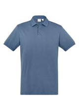 Men's City Polo in Grey Smoke, 2XL, featuring breathable stretch cotton, waffle knit collar, and UPF 50+ protection.
