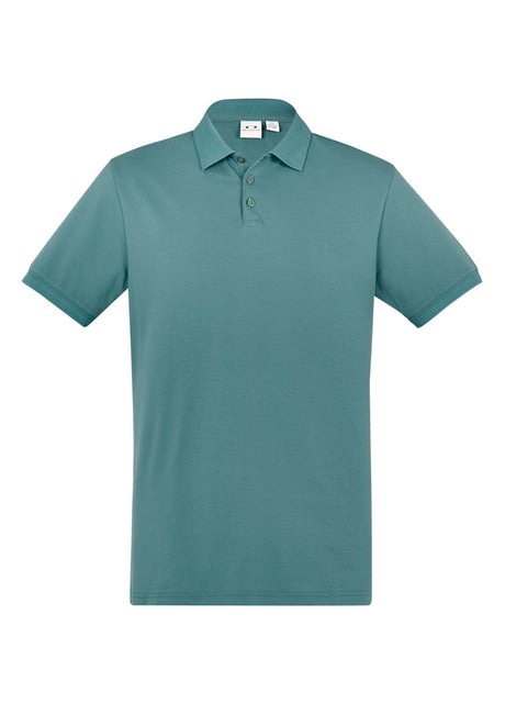 Mens City Polo in Jasper Green, 5XL, featuring breathable pique knit, waffle collar, side splits, and UPF 50+ sun protection.