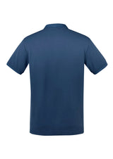 Men's City Polo in Mineral Blue with waffle knit collar, UPF 50+ protection, and flattering fit for casual or semi-formal wear.