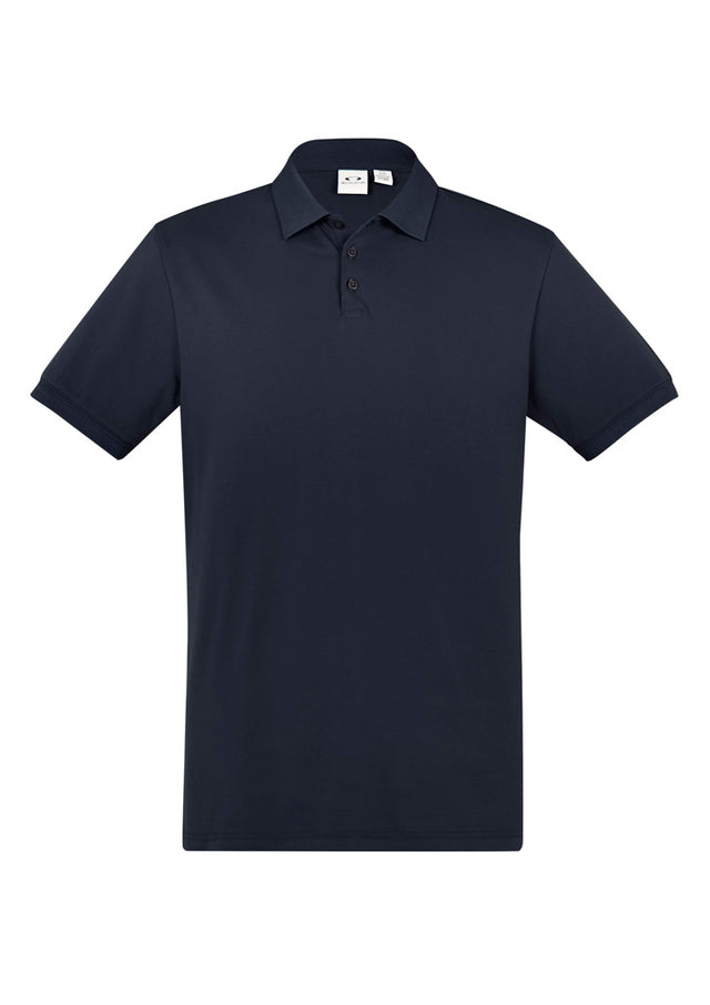 Navy Men's City Polo in 3XL by Biz Collection, featuring breathable cotton, UPF 50+ protection, and stylish waffle knit details.