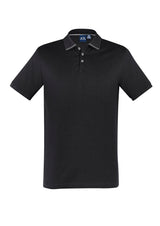 Men's Aston Polo in Black/Silver Grey 2XL, featuring soft cotton, elegant collar, UPF 50+ protection, and a relaxed fit.
