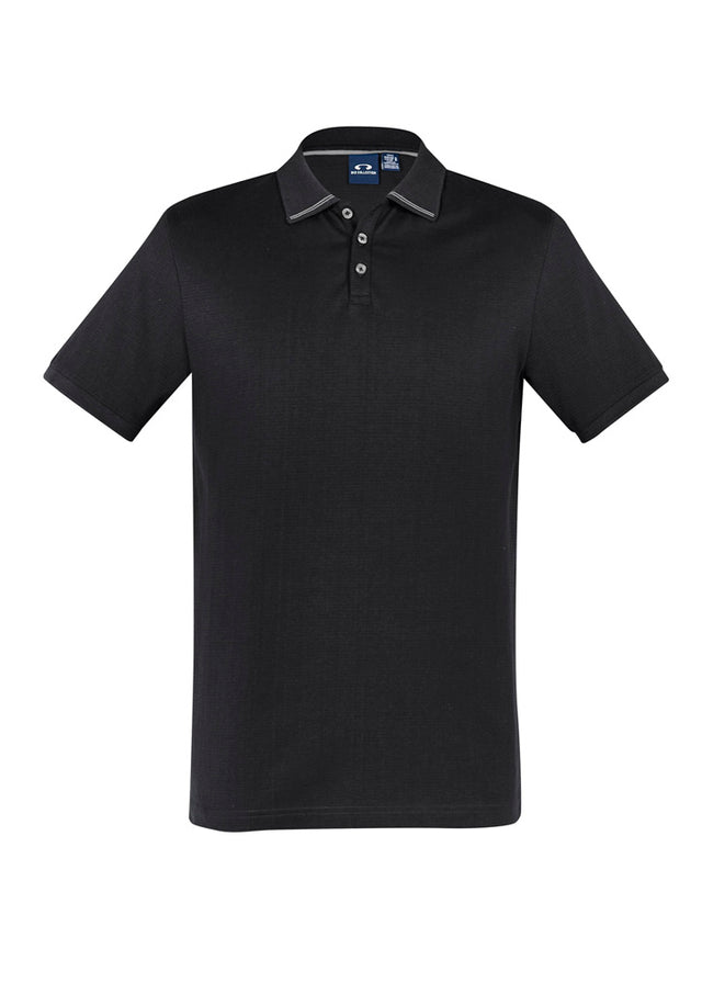 Men's Aston Polo in Black/Silver Grey, 3XL, featuring breathable cotton, stylish collar detail, and a practical pocket.