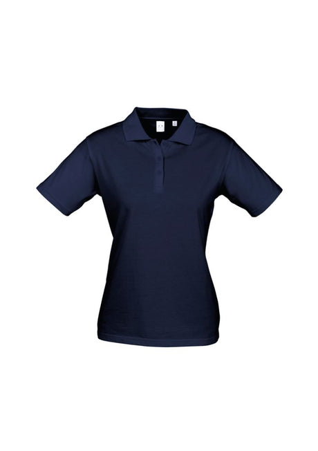 Navy ladies ice polo shirt, size 22, crafted from premium cotton with a matching collar, ideal for casual and corporate wear.