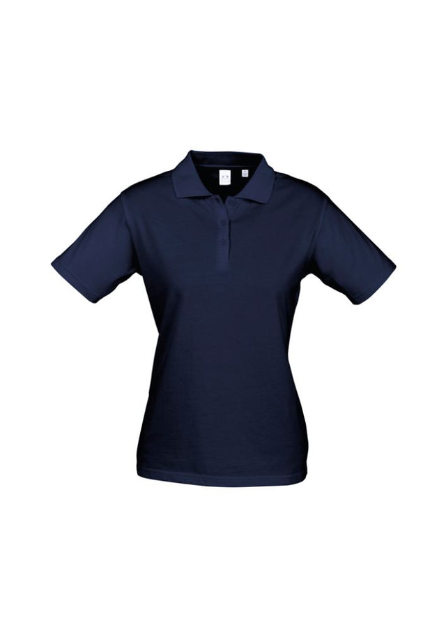 Navy ladies ice polo shirt, size 22, crafted from premium cotton with a matching collar, ideal for casual and corporate wear.