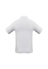 Men's Ice Polo in white, size S, featuring 100% cotton fabric, 3-button placket, and a functional loose pocket.