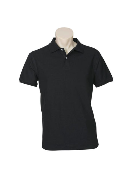 Men's Black Neon Polo from Biz Collection, size M, featuring a stylish knitted collar, breathable fabric, and a convenient pocket.
