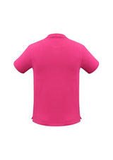 Mens Neon Polo in vibrant magenta, featuring a knitted collar, button placket, and excellent UPF protection for outdoor wear.