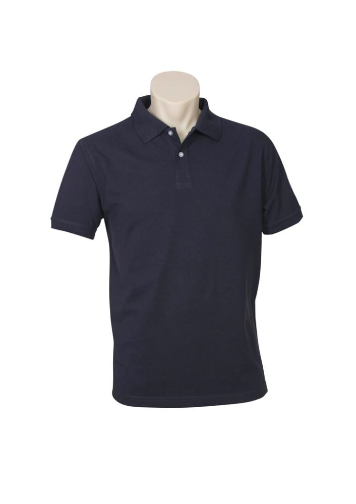 Men's Navy Neon Polo from Biz Collection, stylish and comfortable with UPF protection and a sophisticated design. Size L.