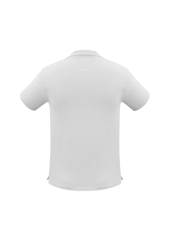 Men's L Neon Polo in white with knitted collar, stylish placket, and sun protection, ideal for casual or outdoor events.