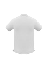 Men's Neon Polo in White, size S by Biz Collection, featuring lightweight pique knit, UPF protection, and stylish design elements.
