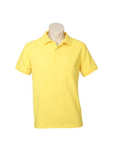 Mens neon yellow polo shirt in size 5XL, featuring breathable fabric, stylish collar, button placket, and sun protection.