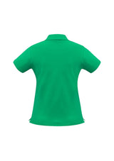 Ladies Neon Polo in vibrant green, size 12, featuring a stylish collar, durable pique fabric, and sun protection.
