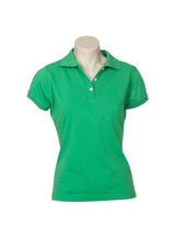 Neon green Ladies Polo (Size 16) with knitted collar, stylish button placket, and comfortable fit from Biz Collection.