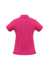 Ladies Magenta Neon Polo, size 14, featuring a classic collar, UPF protection, and tailored fit for style and comfort.