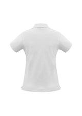 Ladies Neon Polo in white, Size 18, featuring a classic collar, lightweight pique knit, and side split for comfort and style.
