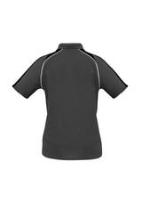 Ladies Triton Polo in Ash/Black/White, Size 12, featuring modern design, breathable fabric, and UV protection.