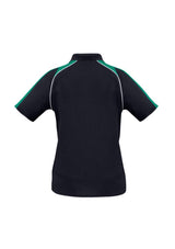 Ladies Triton Polo in navy, kelly green, and white with raglan sleeves, stylish collar, and breathable fabric, size 18.