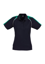 Navy/Kelly Green/White Ladies Triton Polo, Size 14, featuring chic raglan sleeves and breathable BIZ COOL™ fabric.
