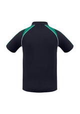 Men's Triton Polo in Navy, Kelly Green, and White, featuring UPF protection, raglan sleeves, and a loose pocket, size 5XL.