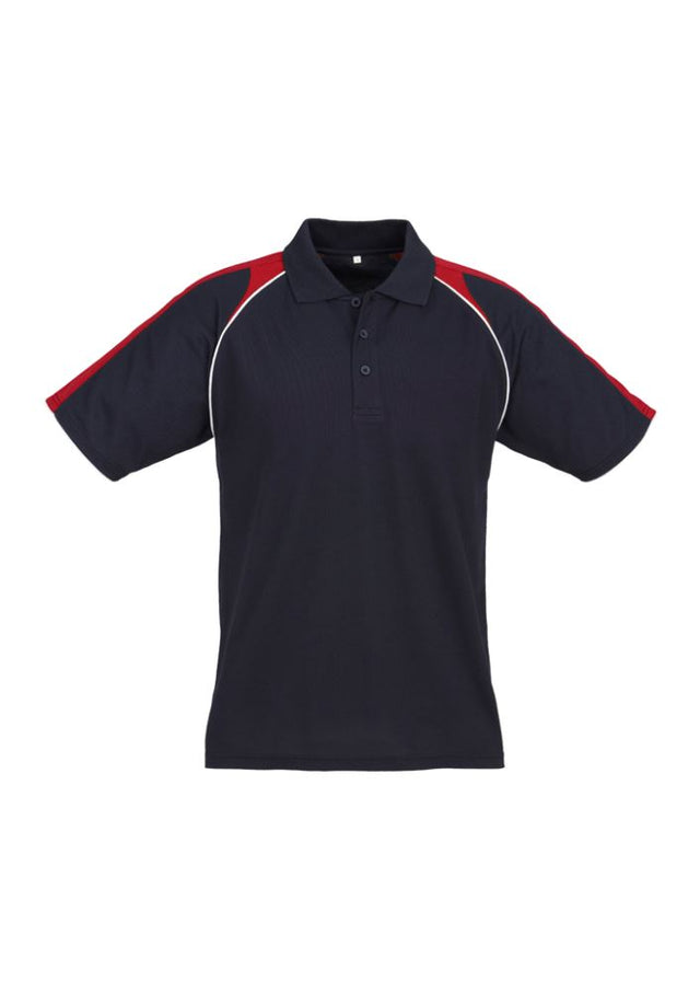 Men's Triton Polo in navy, red, and white with raglan sleeves, lightweight fabric, and a loose pocket for casual and smart-casual wear.