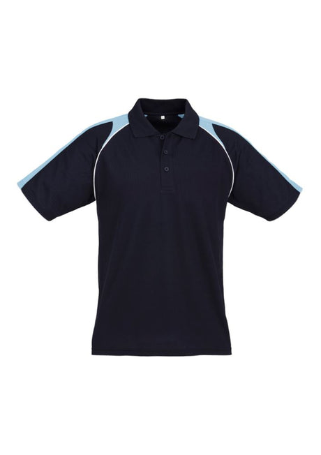 Men's Triton Polo in Navy, Spring Blue, and White, featuring moisture-wicking fabric and stylish design, size XL by Biz Collection.