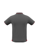 Men's Jet Polo in Steel Grey/Red, featuring a stylish contrast hem, slim collar, and handy pocket, perfect for casual wear.
