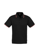 Men's Cambridge Polo in Black, Red, and White; stylish, breathable blend with UV protection, size S, featuring twin stripe collar.