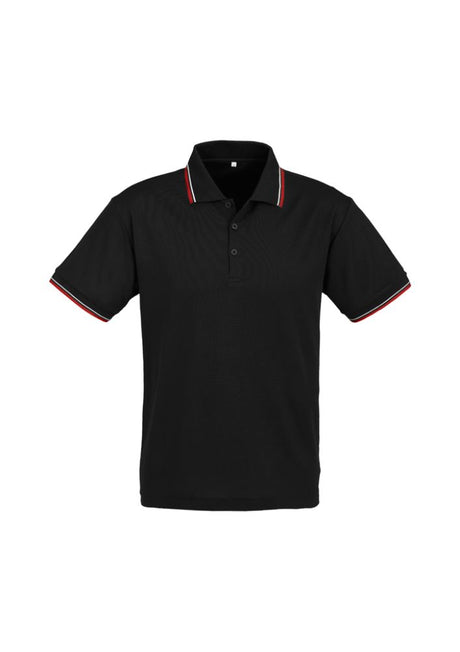 Men's Cambridge Polo in black, red, and white with comfortable fit, stylish collar, and UPF protection, size 5XL.