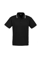 Men's Cambridge Polo in Black/White/White, Size M; features breathable fabric, stylish stripes, and a convenient pocket.