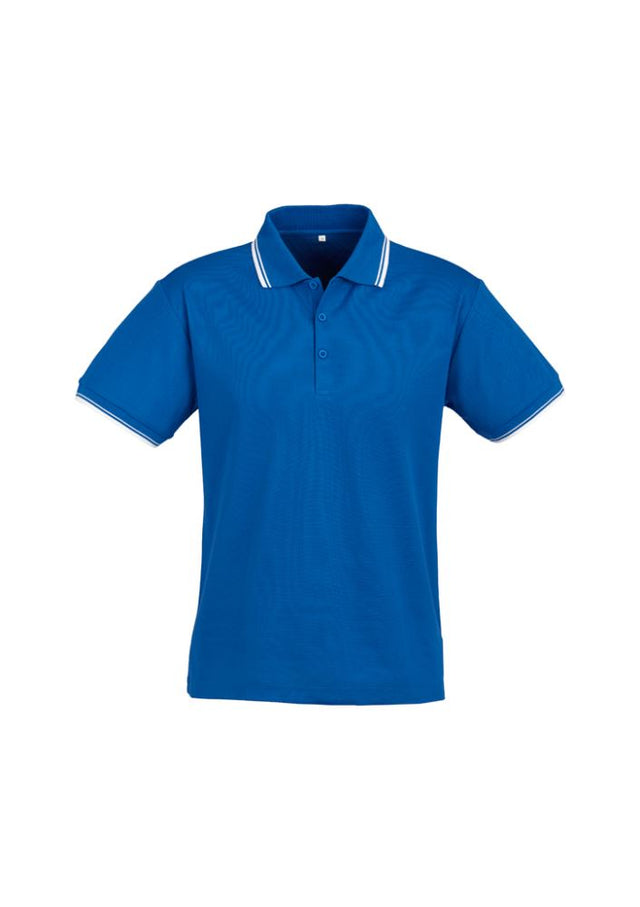 Men's Cambridge Polo in Royal/White with striped collar, lightweight fabric, and UPF protection, available in XL size.