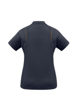 Navy/Gold Ladies United Short Sleeve Polo, Size 20, with breathable fabric, stretch fit, and stylish contrast details.