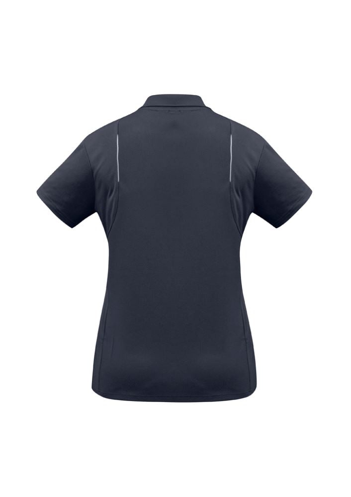 Ladies United Short Sleeve Polo in Navy/White, Size 10, featuring breathable fabric, mesh inserts, and stylish design.