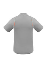Men's Ash/Fluoro Orange polo, 5XL, featuring breathable fabric, stylish design, and practical pocket for casual outings.