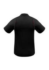 Men's United Short Sleeve Polo in Black/Red, size 5XL, featuring breathable fabric, stylish design, and practical pocket.