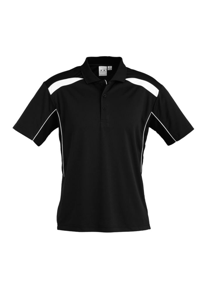 Men's United Short Sleeve Polo in Black/White, XL size, featuring breathable fabric, modern design, and a convenient pocket.