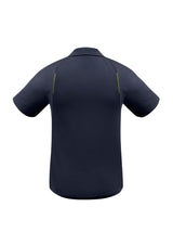 Men's United Short Sleeve Polo in navy and lime, featuring breathable fabric, contrasting panels, and a relaxed XL fit.