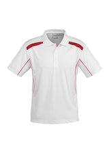 Men's United Short Sleeve Polo in White/Red, 3XL, featuring breathable fabric, contrast panels, and a convenient pocket.