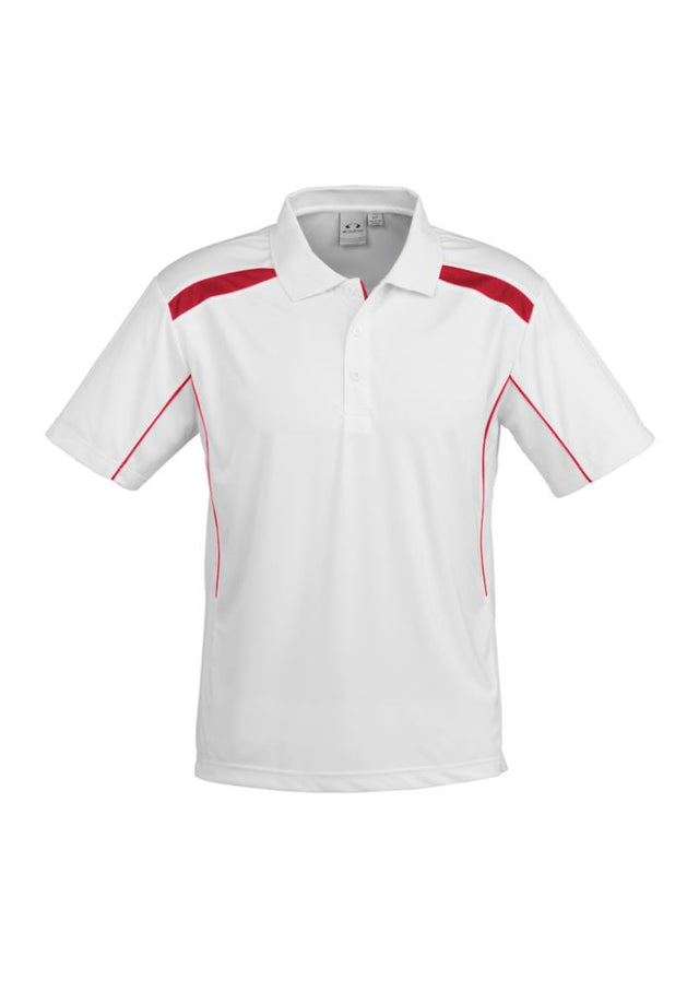 Men's United Short Sleeve Polo in White/Red, 3XL, featuring breathable fabric, contrast panels, and a convenient pocket.