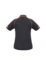 Ladies Fusion Polo in Grey and Fluro Orange, Size 14, highlighting comfort, style, and quick-dry features for active wear.