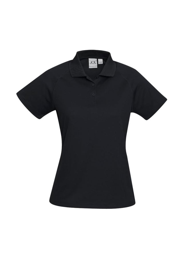 Ladies Sprint Polo in Black, Size 20, featuring BIZ COOL™ technology for breathability, sun protection, and stylish design.