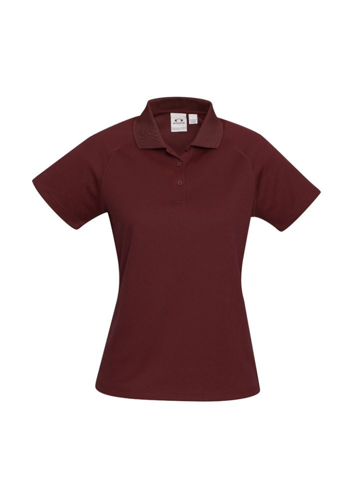 Ladies Sprint Polo in maroon, Size 10; breathable polyester, excellent ventilation, stylish fit for active or casual wear.