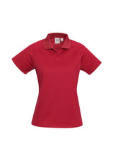 Ladies Sprint Polo in vibrant red, size 24, crafted from breathable polyester with UPF sun protection and stylish collar.