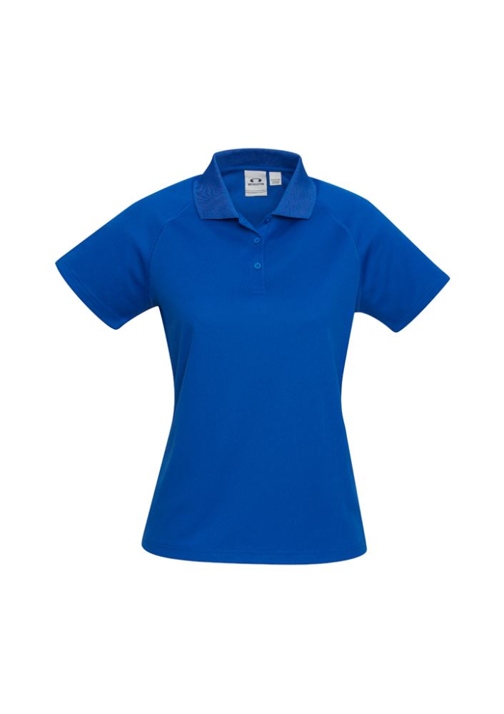 Ladies Sprint Polo in Royal, size 14, with breathable fabric, UPF sun protection, and a stylish fitted design.