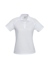 Ladies Sprint Polo in white, size 22, featuring breathable fabric, knitted collar, and stylish design for comfort and versatility.