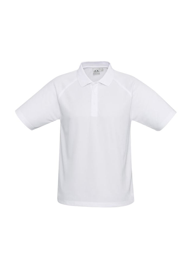 Men's Sprint Polo in white, size S, made from breathable polyester with a classic collar and convenient pocket.