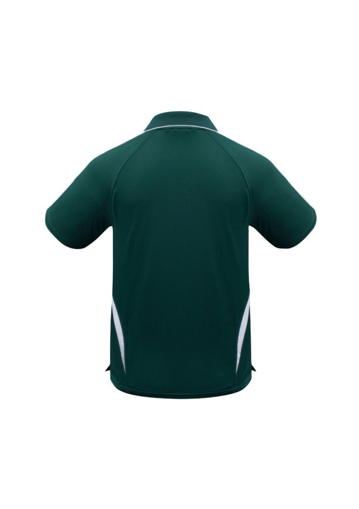 Kids Flash Polo in Forest/White, Size 16, featuring breathable fabric, stylish collar, and side splits for mobility.